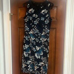 WHBM Black, Blue, Silver Lace Overlay Dress